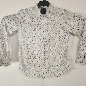 DENIM & FLOWER Slim Fit Floral Print Long Sleeve Button Down Shirt Men Size L